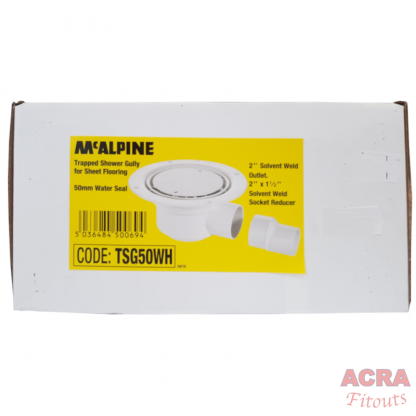 Trapped Shower Gully sheet wh (McAlpine)-ACRA