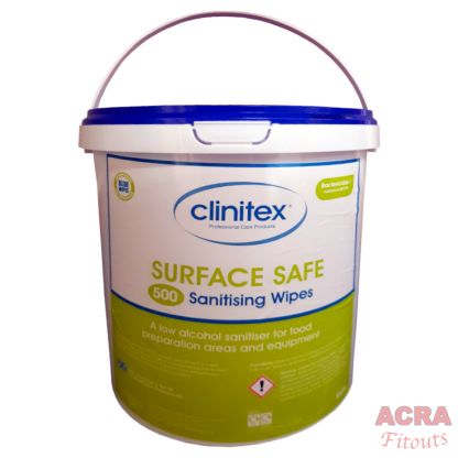 Clinitex - Surface SAFE 500 low alcohol sanitising wipes - ACRA