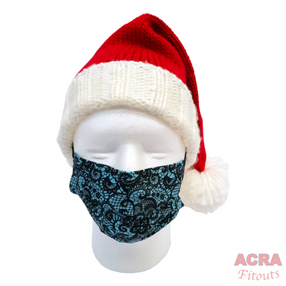 Disposable Masks - Lace pattern - Blue-santa-ACRA